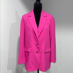 A New Day Women's Hot Pink Blazer jacket size small oversized fit two button NEW
